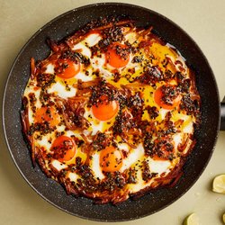 Potato and gochujang braised eggs