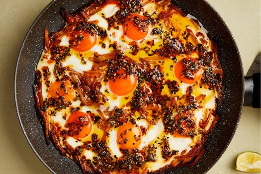 Potato and gochujang braised eggs