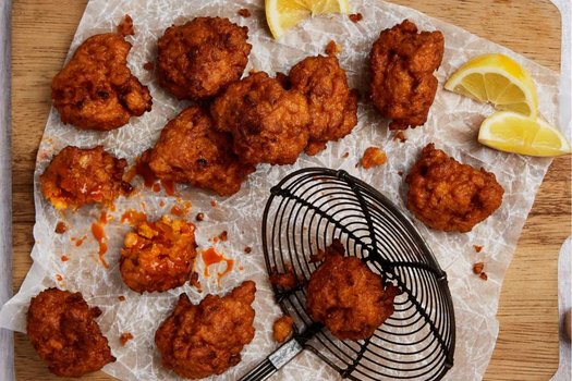 Prawn and rice fritters