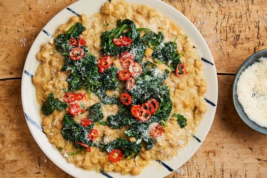 Buttery parmesan-braised chickpeas