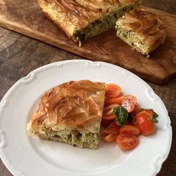 Courgette and herb filo pie
