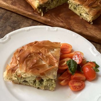 Courgette and herb filo pie