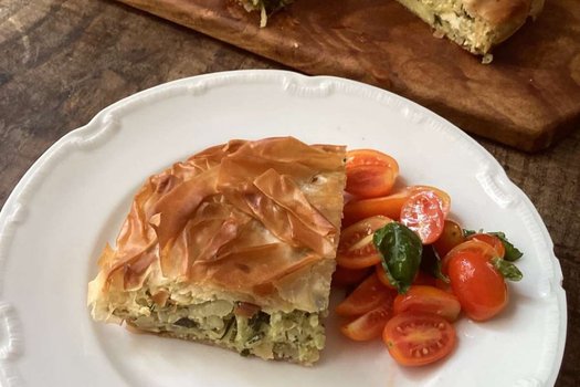 Courgette and herb filo pie