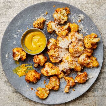 Crispy cheese and mustard cauliflower bites