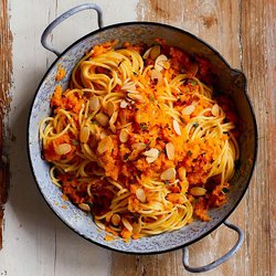 Pasta with squash, parmesan and almonds