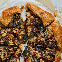 Swiss chard galette with blue cheese