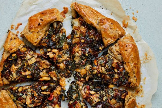 Swiss chard galette with blue cheese